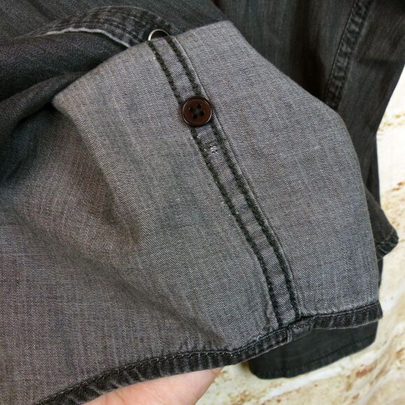 INC International Concepts Shirt Mens XXL Distress Black Western Saw Tooth Pearl - Picture 11 of 11